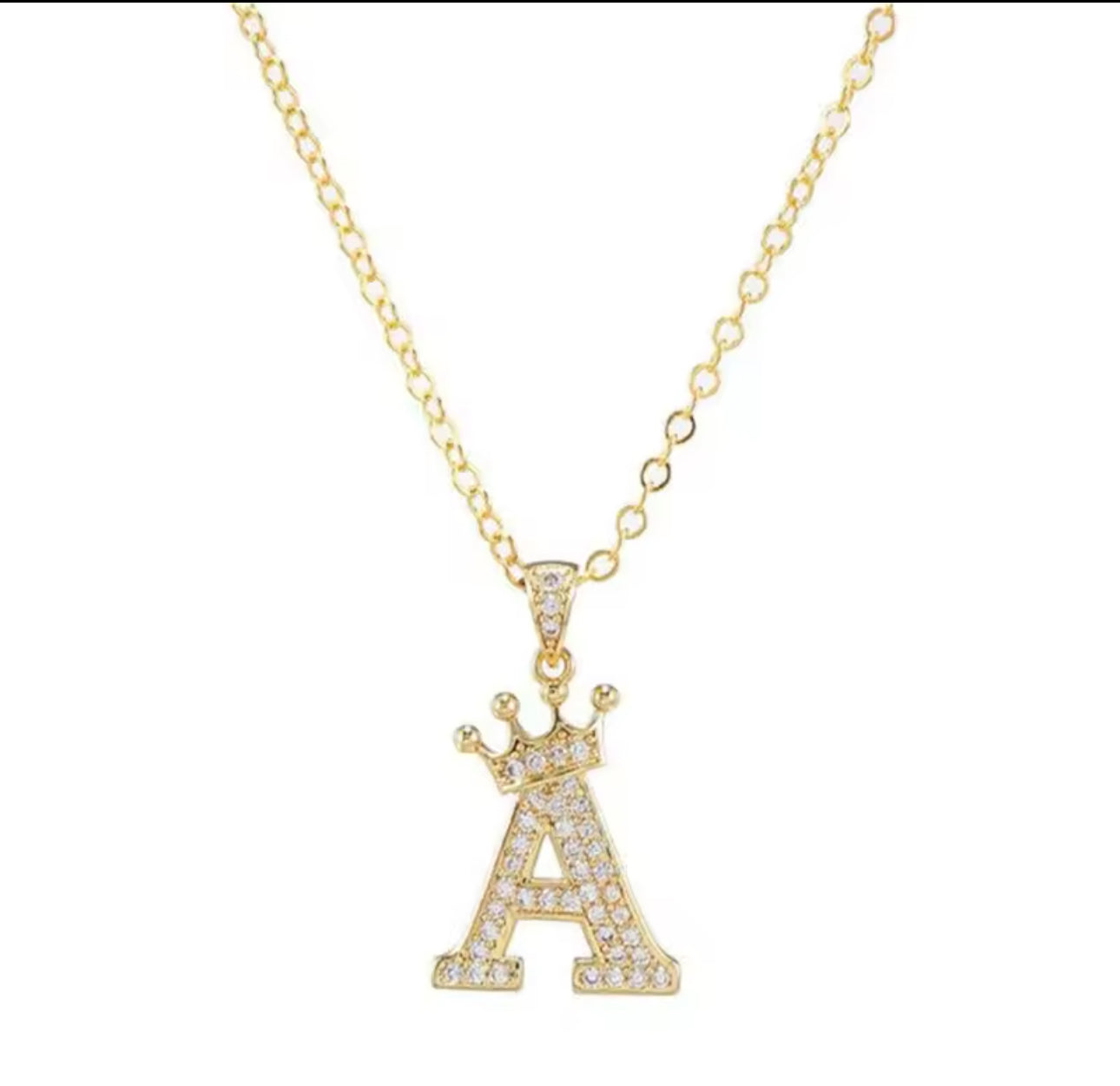 Gold | Silver Crown Letter Necklace