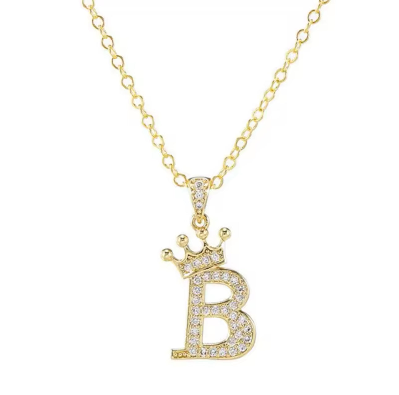 Gold | Silver Crown Letter Necklace