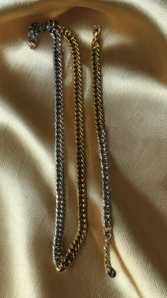 Gold|Silver Tone Necklace & Bracelet Set