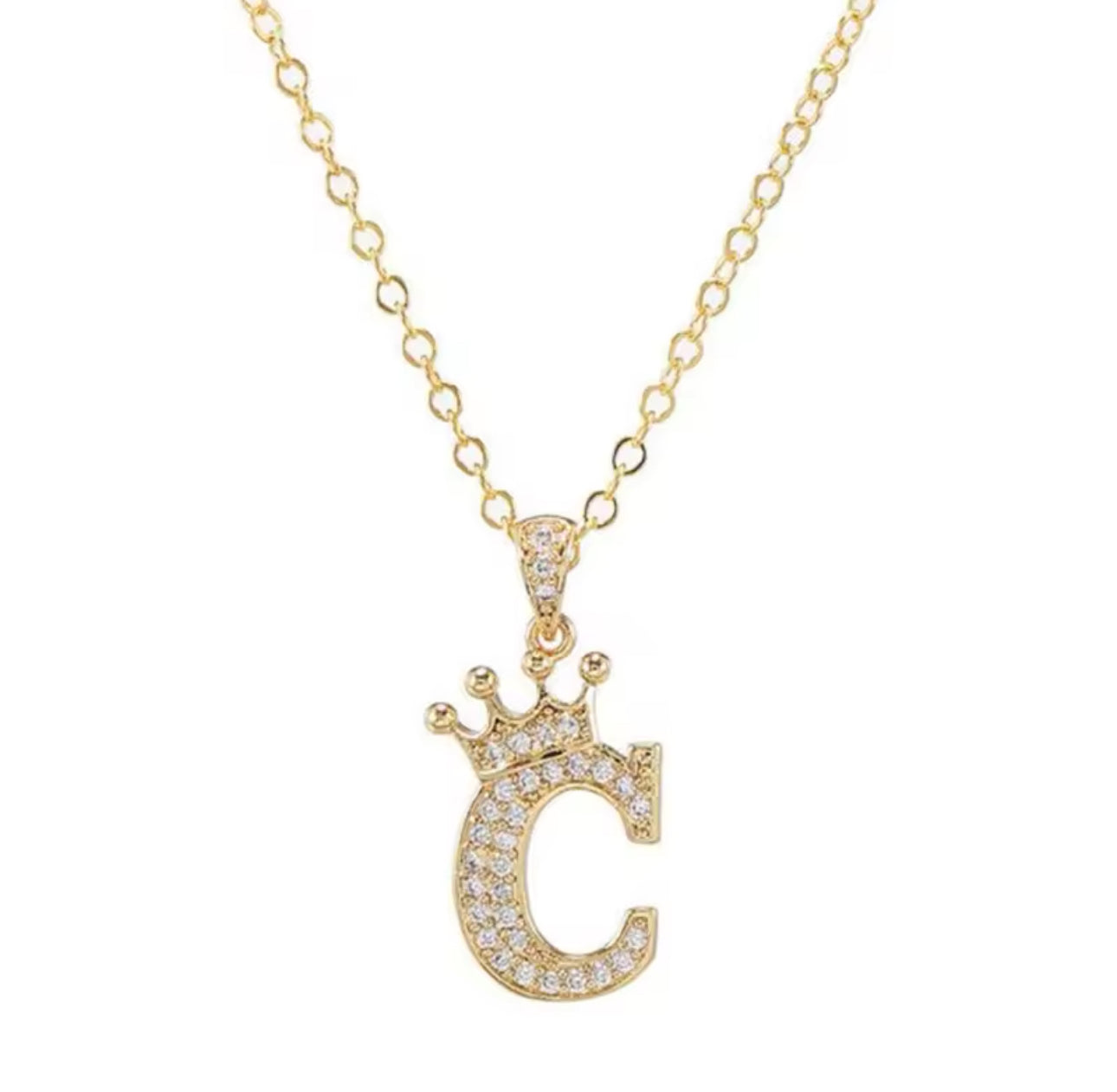 Gold | Silver Crown Letter Necklace