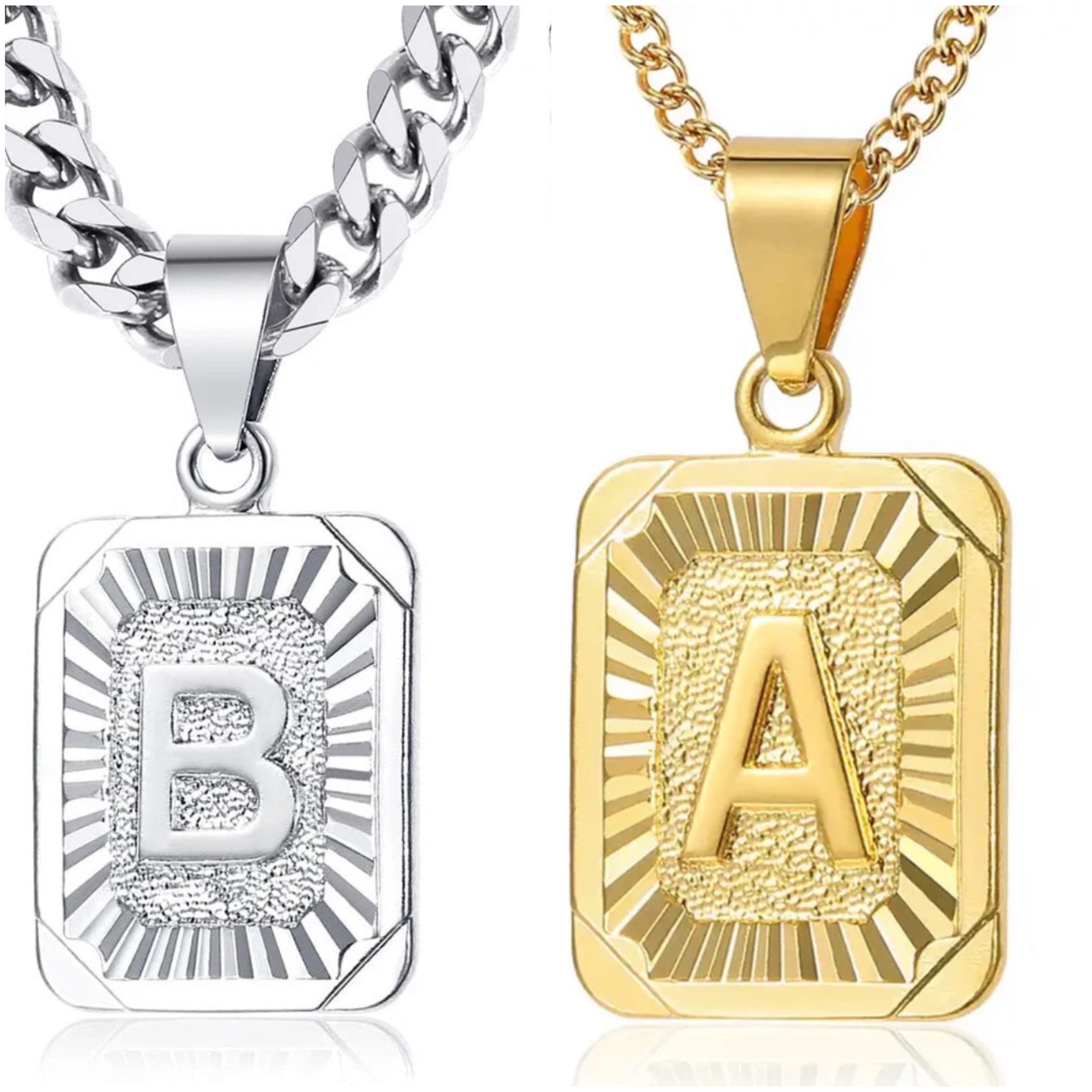 Gold | Silver Square Letter Necklace