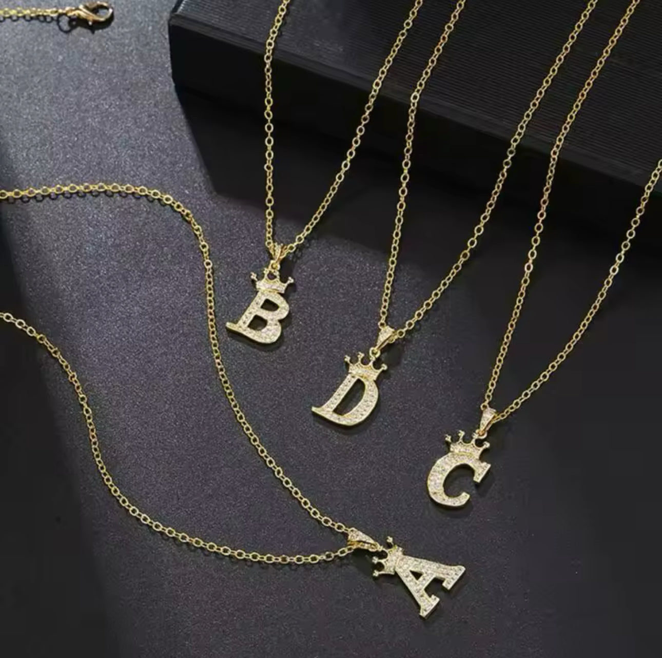 Gold | Silver Crown Letter Necklace