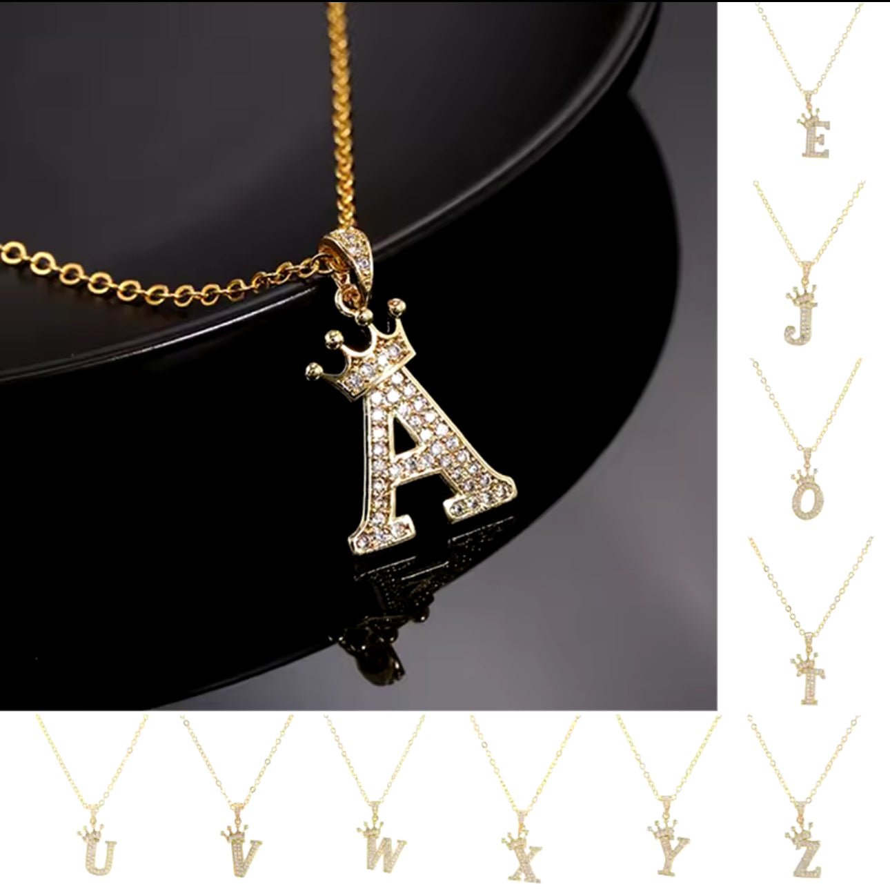 Gold | Silver Crown Letter Necklace